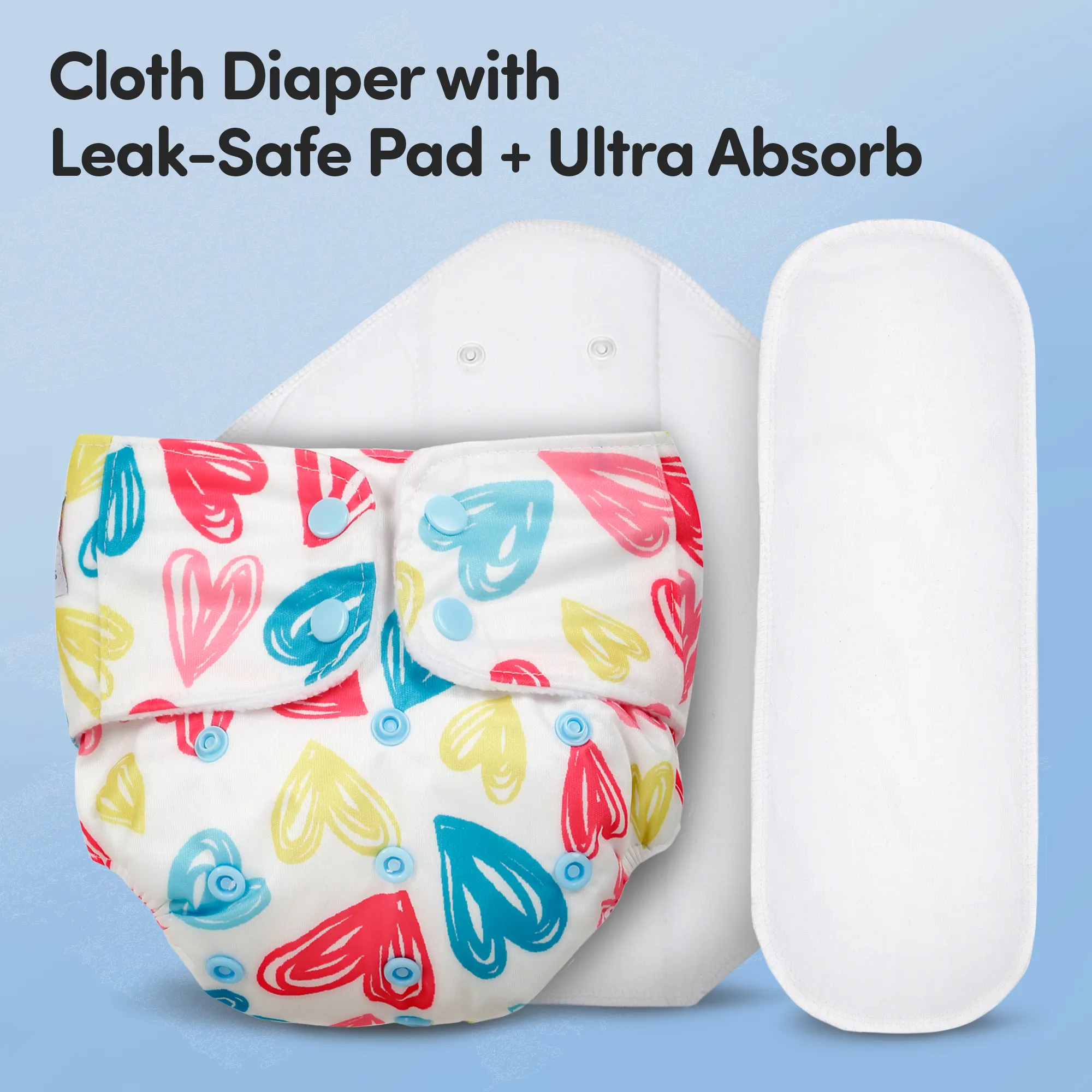 Buy Adjustable & Reusable Cloth Diaper with Leaksafe Pad (3M-3Y ...