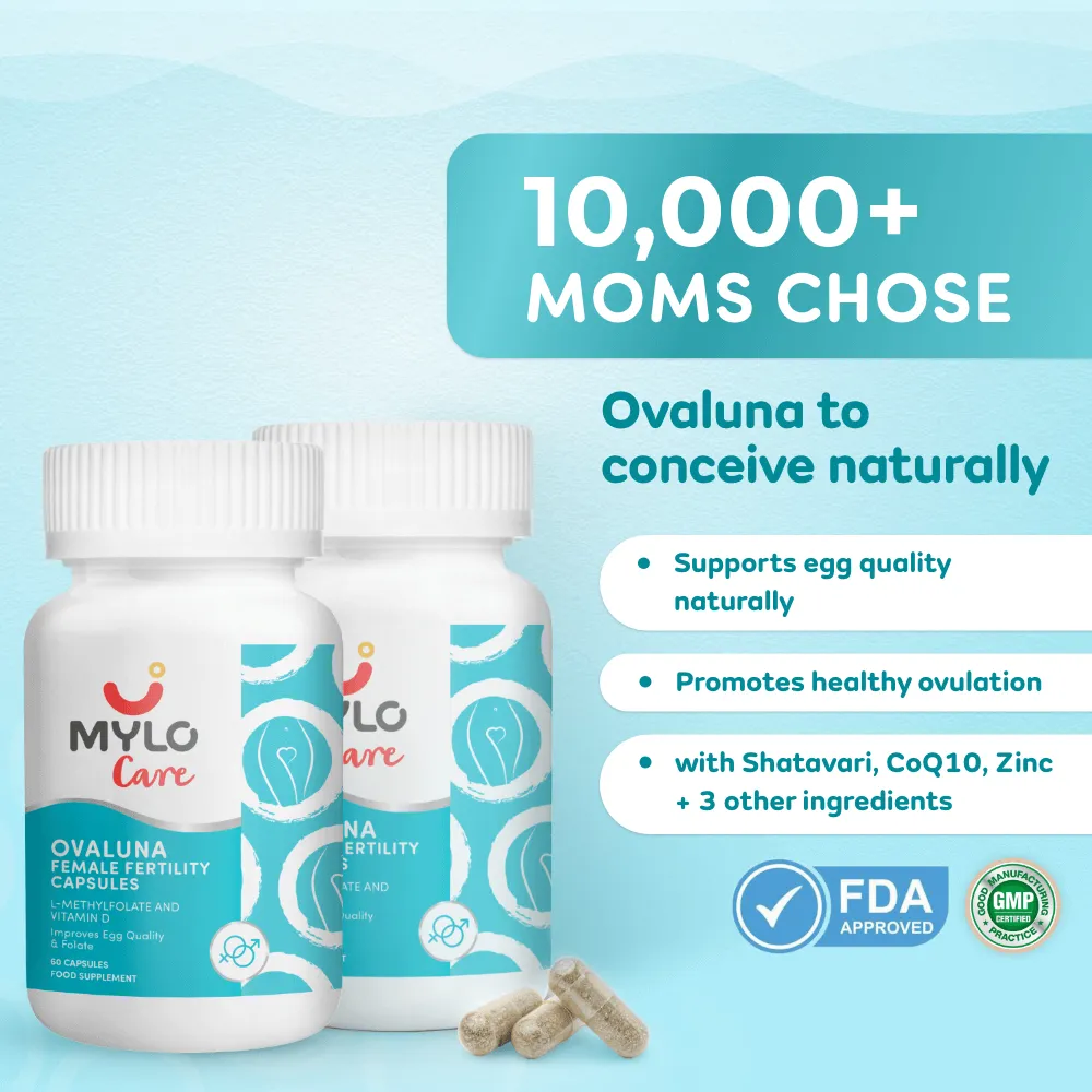 Mylo Ovaluna Conception Fertility Supplements for Women | Prenatal Vitamins | Promote Natural Conception | Improve egg quality, Hormone Balance, Cycle Consistency | Aid Ovulation | 60 Vegetarian Capsules - Pack of 2