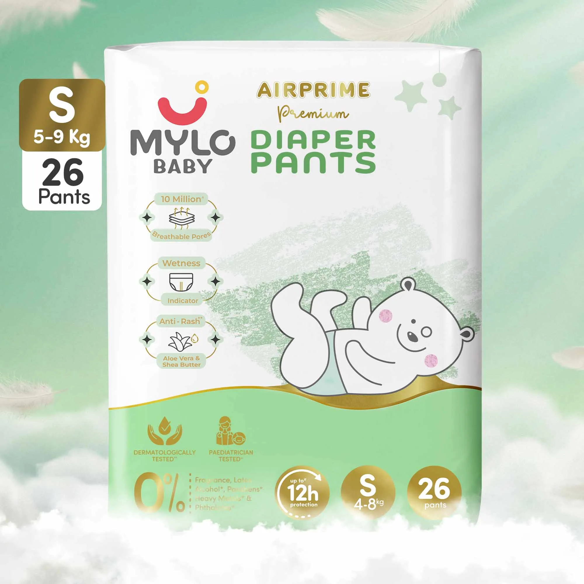 Mylo Airprime™ Premium Diaper Pants with Wetness Indicator - S(5-9 Kgs) - 26 Count