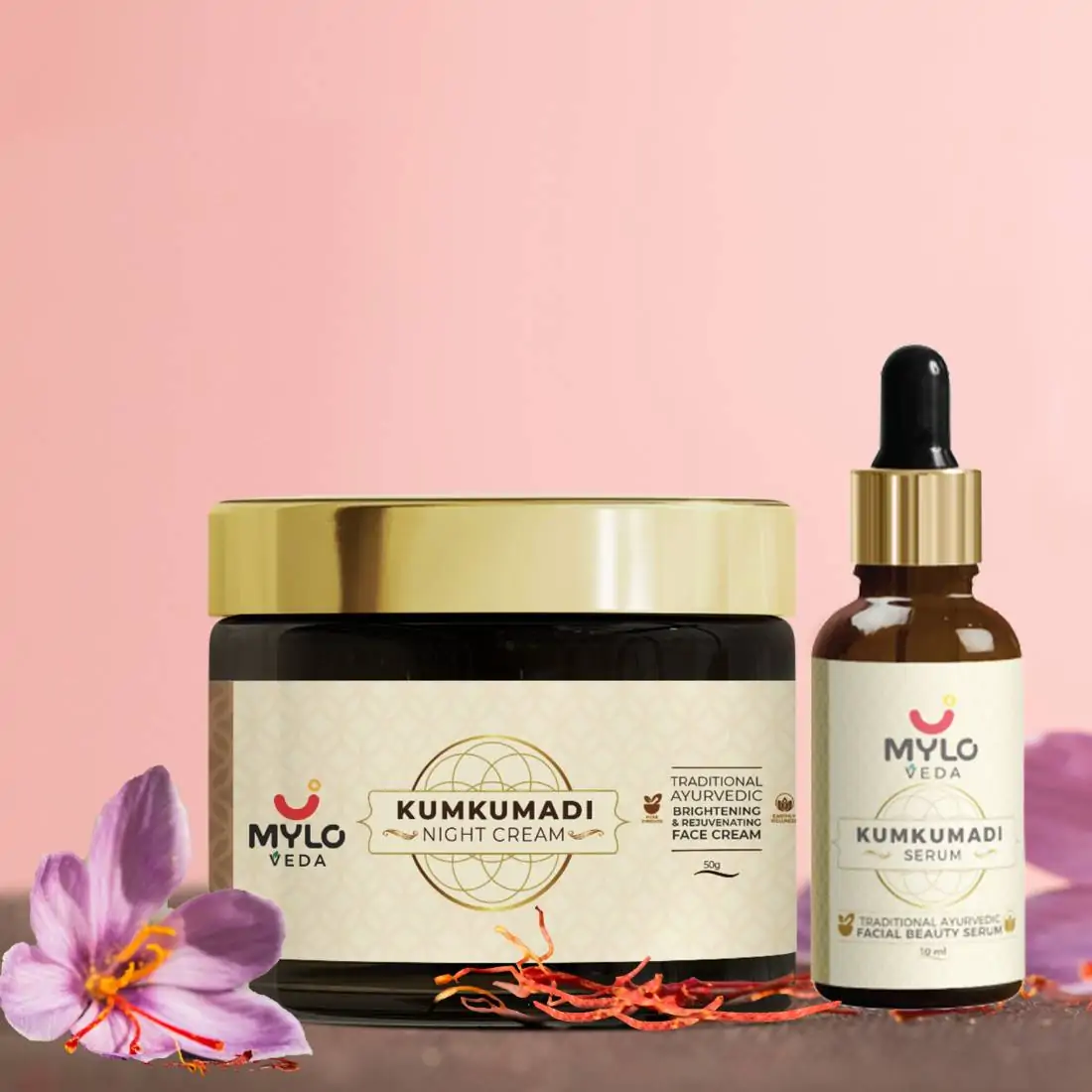 Mylo Anti-ageing Ayurvedic Skin Repair Gift Set (Kumkumadi - Serum 10ml, Cream 50gm)