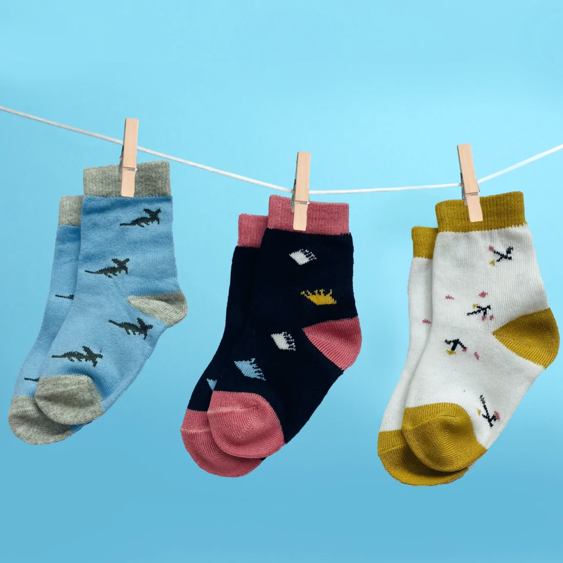 Mylo Antibacterial Baby Socks - Elasticated & Ankle Length - (6-12 Months) Unisex Dino
