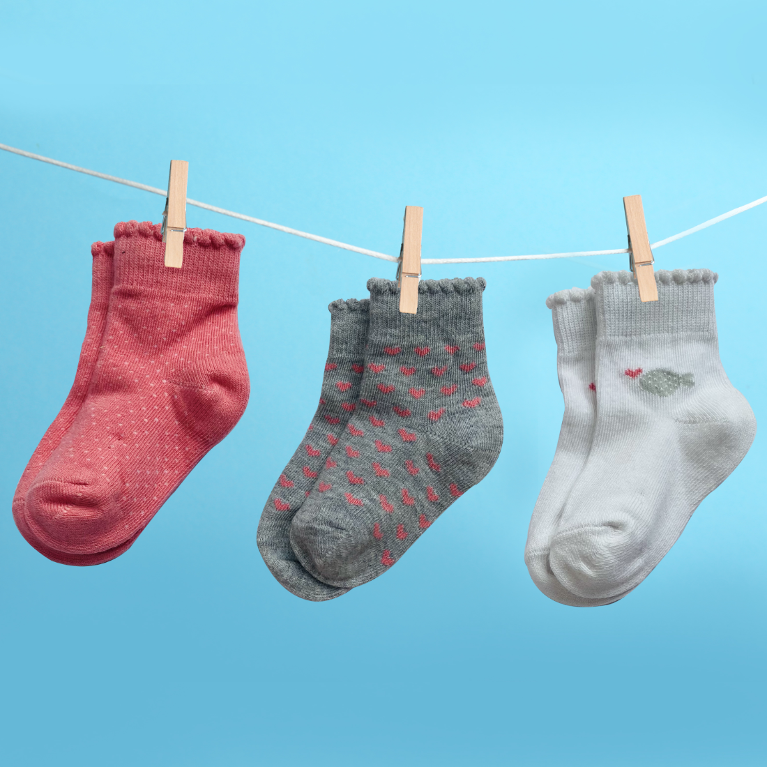 Antibacterial Baby Socks - Elasticated & Ankle Length - (6-12 Months) Cute Girls Picot