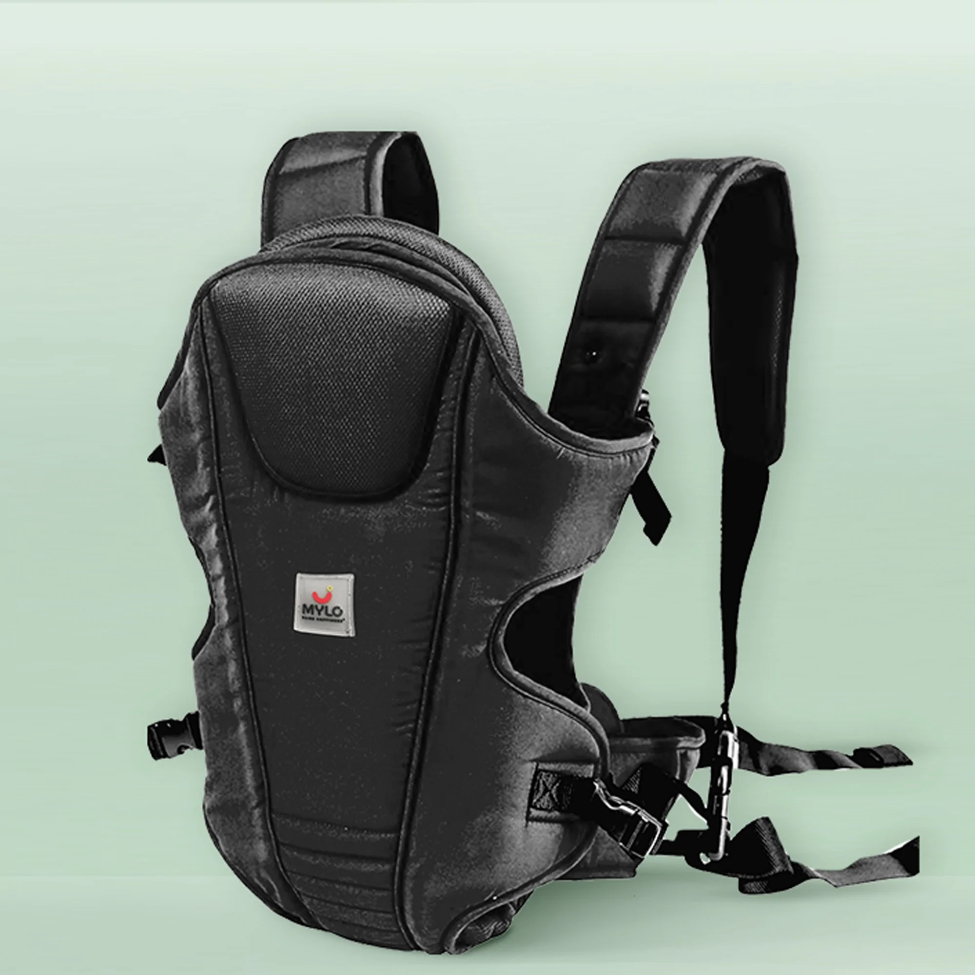 Baby Carrier with Head Support & Adjustable Buckle Straps (6 - 15 Months) - Black