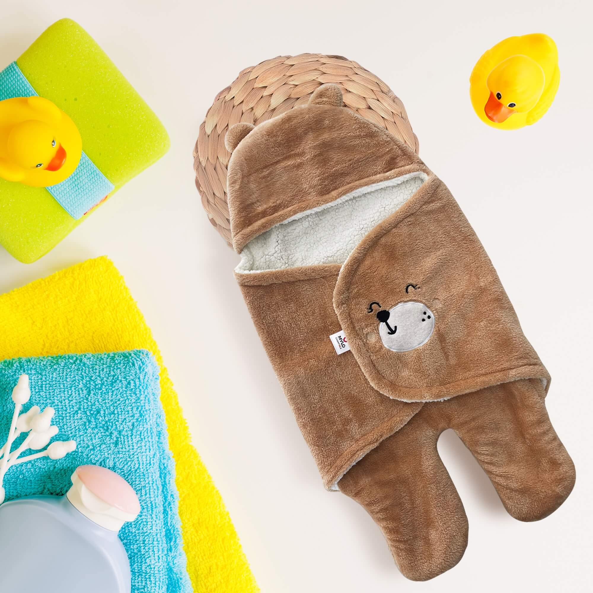 4-in-1 All Season Baby Swaddle-Wrapper For New Born Baby (0-6 months) - Light Brown