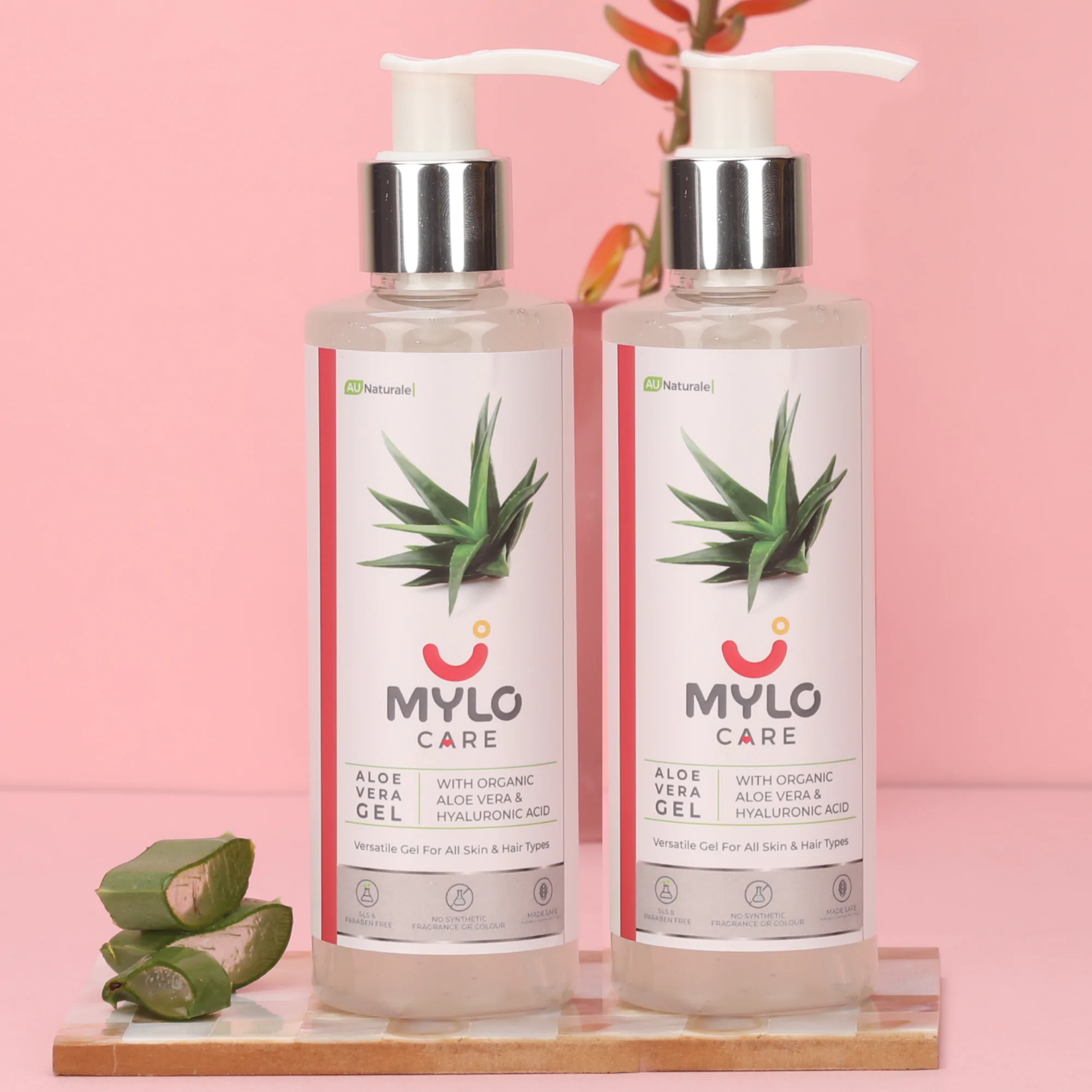 Mylo Aloe Vera Gel With 99% Organic Aloe Vera (200 ml) - Pack of 2