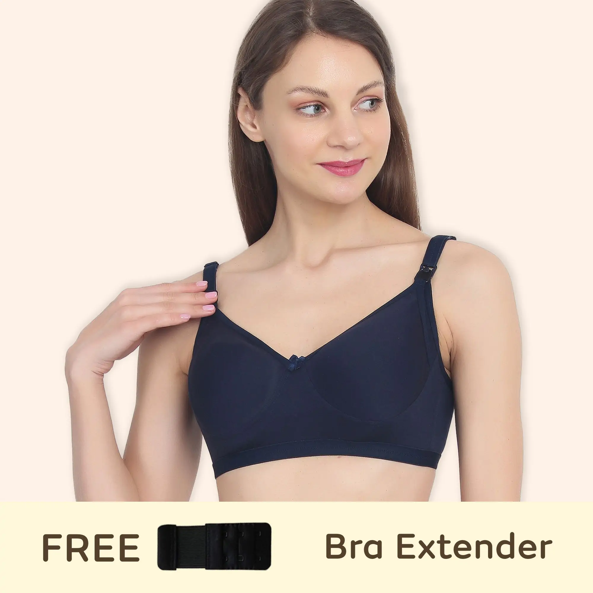 Mylo Maternity/Nursing Moulded Spacer Cup Bra with free bra extender -Navy  36 B    