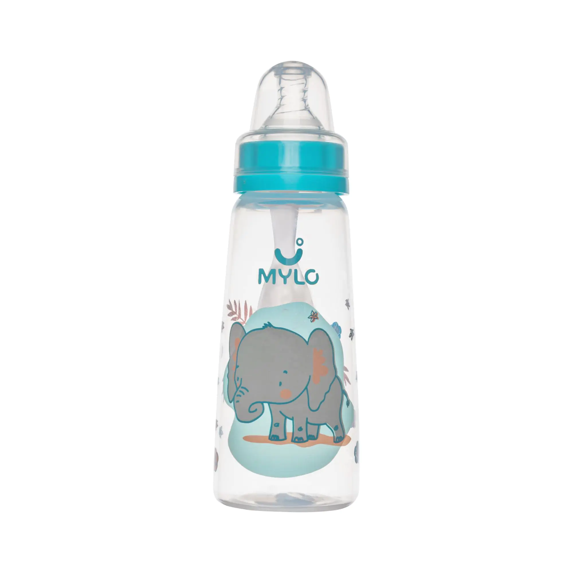 Mylo Feels Natural Baby Bottle –250ml - BPA Free with Anti-Colic Nipple (Elephant)