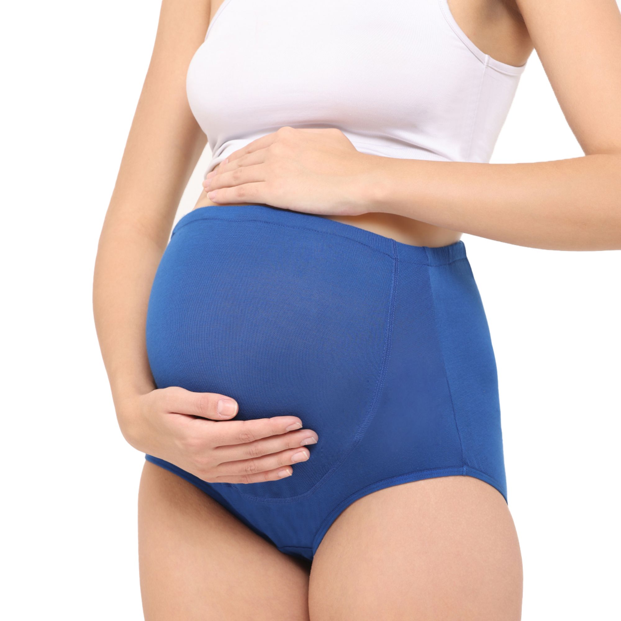 High Waist Maternity/Postpartum Panty - Anti-Microbial with Comfy Adjustable Waistband – Blue –XXL