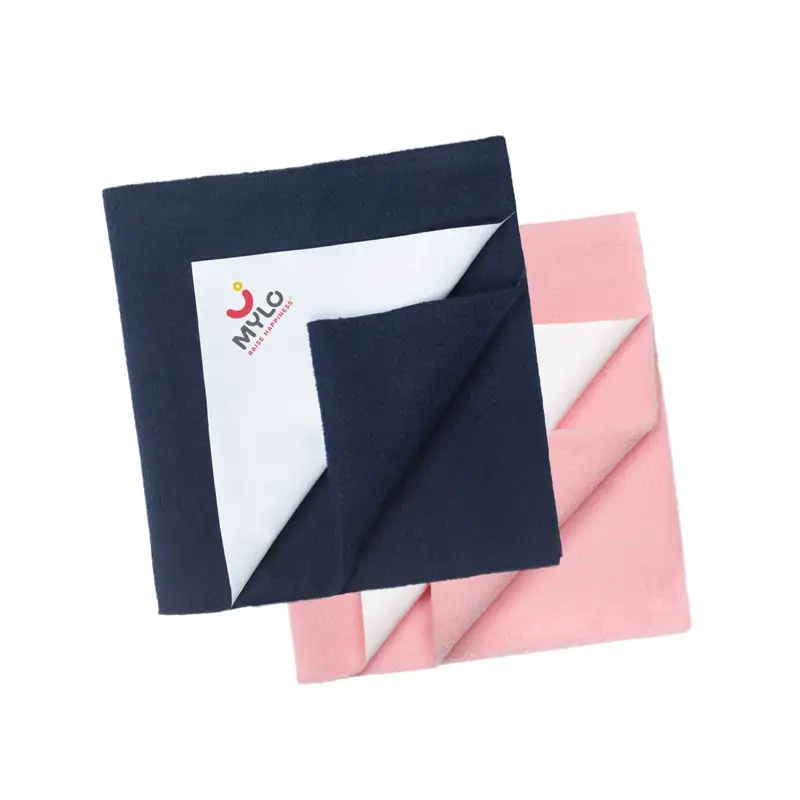 Mylo Waterproof Extra Absorbent Dry Sheet & Bed Protector - Navy Blue & Pink- Pack of 2