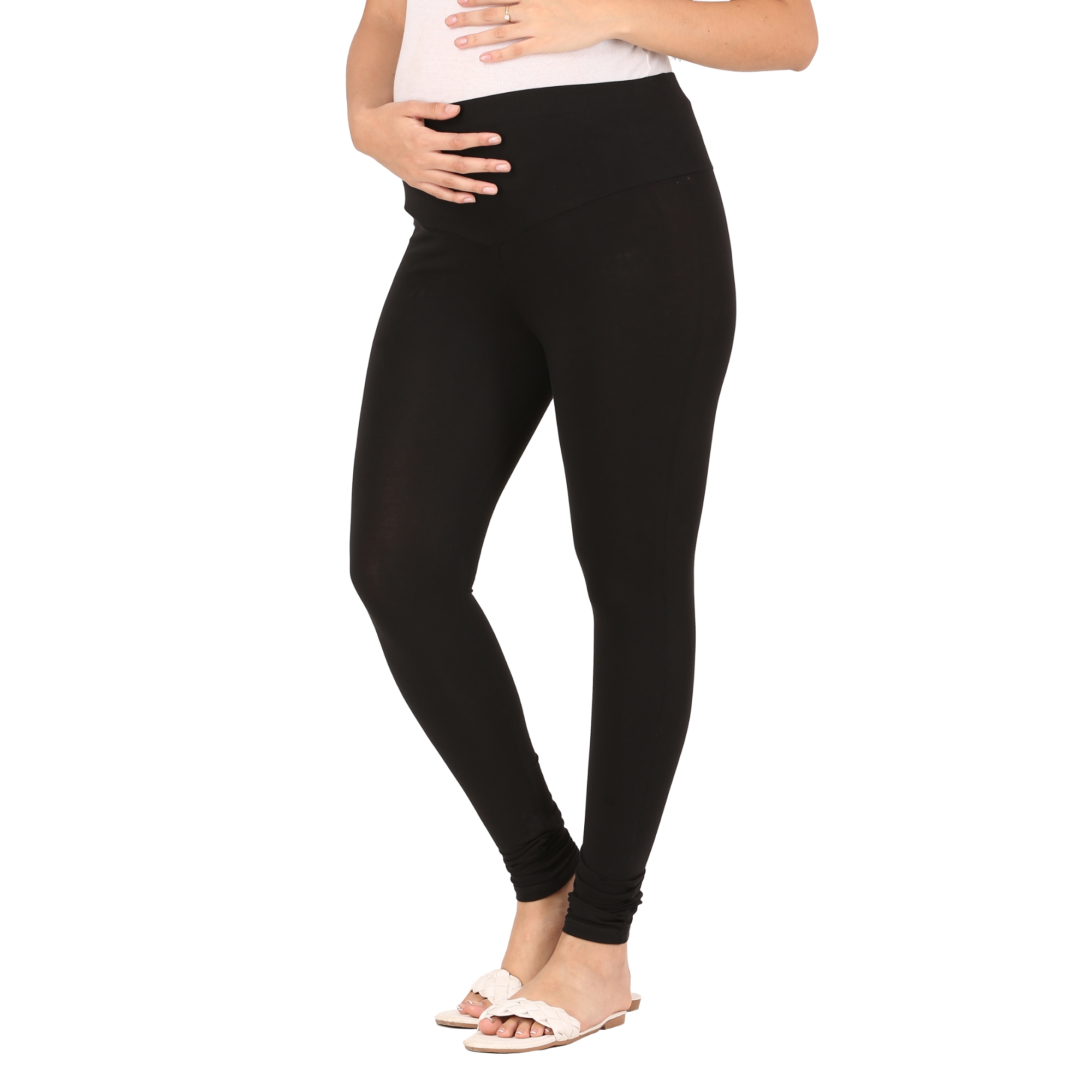 Stretchable Pregnancy & Post Delivery Leggings - Black (M)