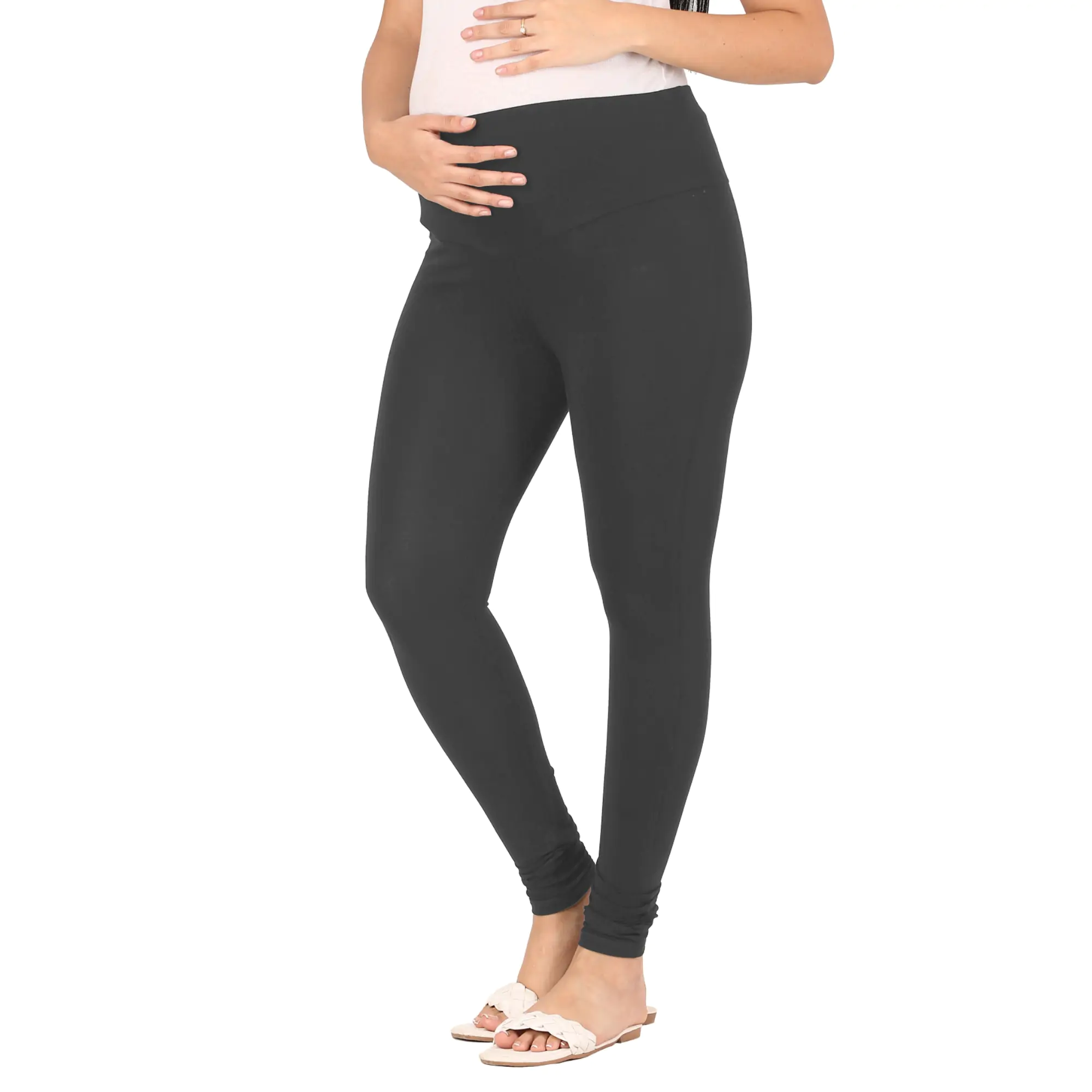 Mylo Stretchable Pregnancy & Post Delivery Leggings - Dark Grey (XL)