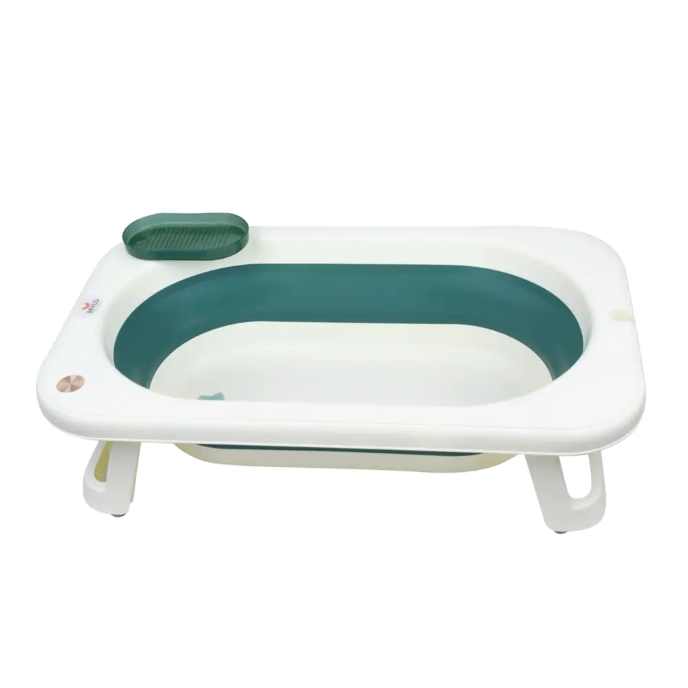 Mylo Essentials Kenzo 2-in-1 Foldable Bathtub with Temperature Sensor for 6 Months to 3 Years, Up to 20Kgs Weight Capacity, BPA Free, Anti Slip, EN Certified (Green)