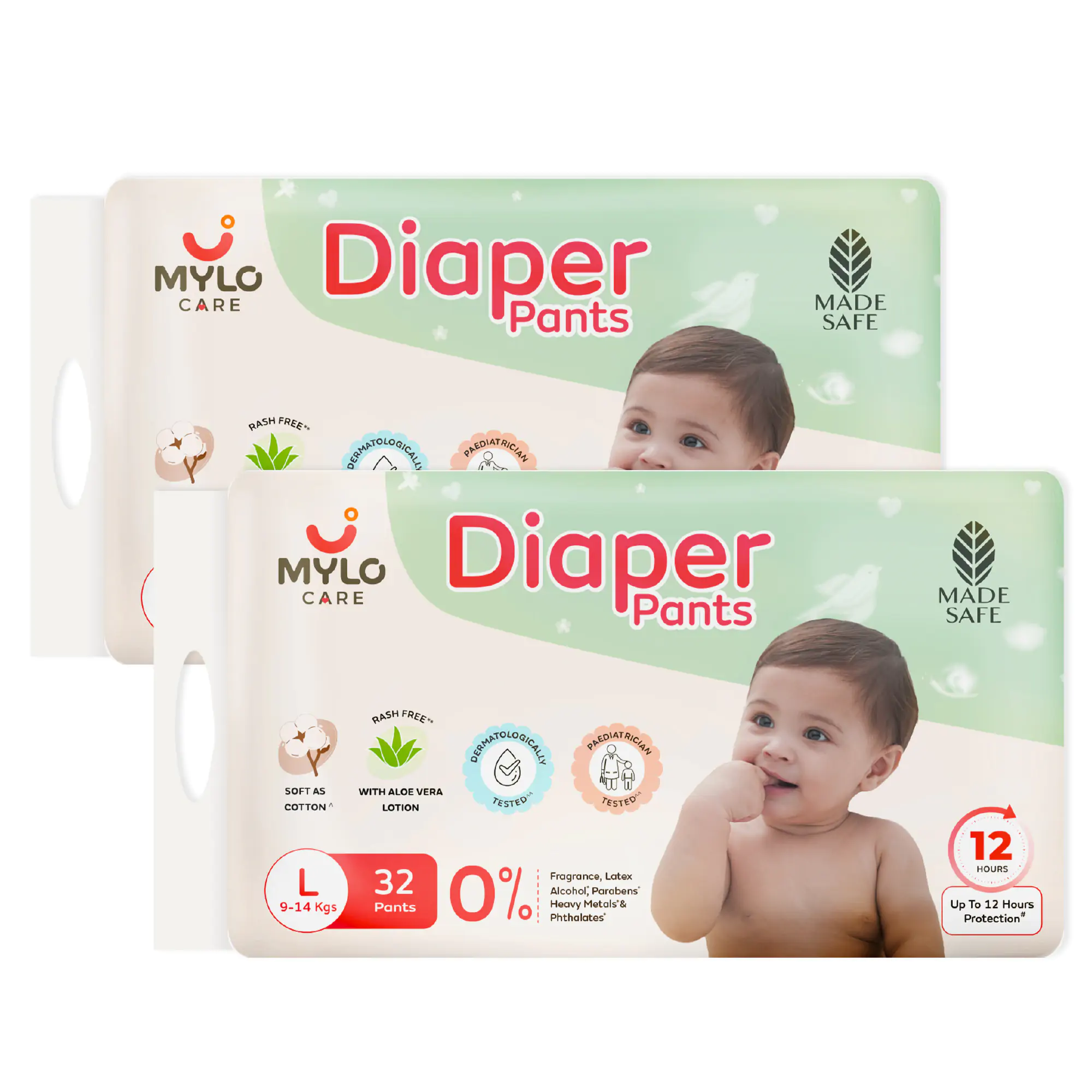 Mylo Care Baby Diaper Pants Large (L) Size, 9-14 kgs with ADL Technology - 64 Count - 12 Hours Protection 