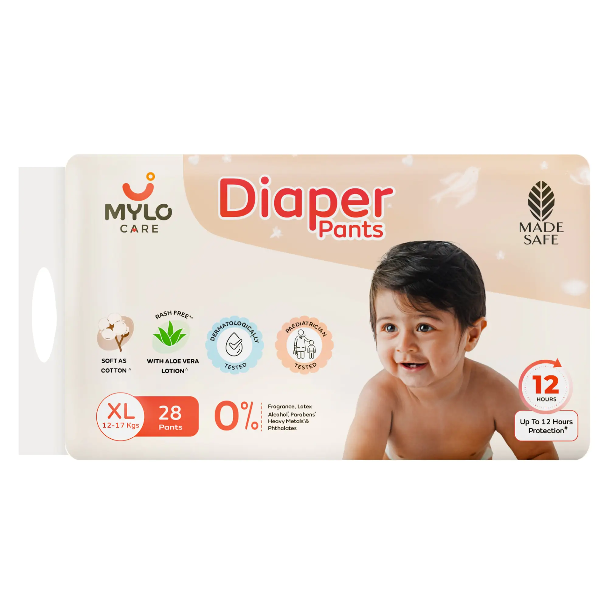 Mylo Care Baby Diaper Pants Extra Large (XL) Size, 12-17 kgs with ADL Technology - 28 Count - 12 Hours Protection