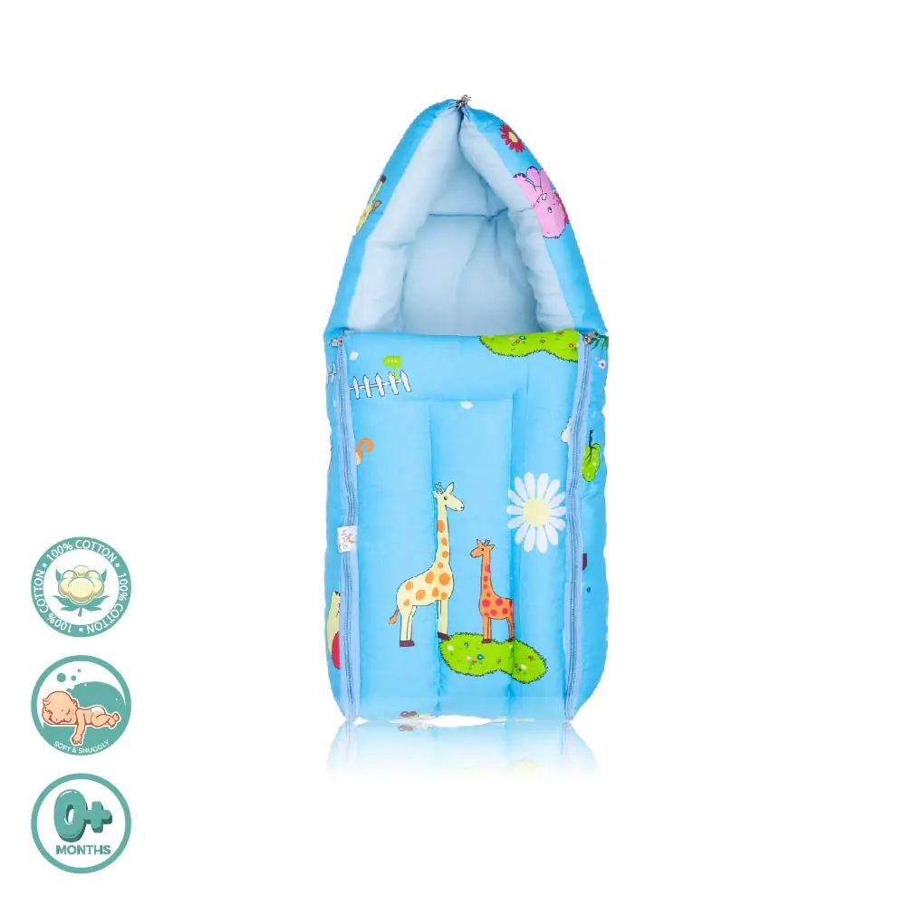 Mylo 4–in-1 Soft & Snuggly Baby Sleeping Bag/ Carry Nest with 3-way Zip Opening- Jungle Safari 