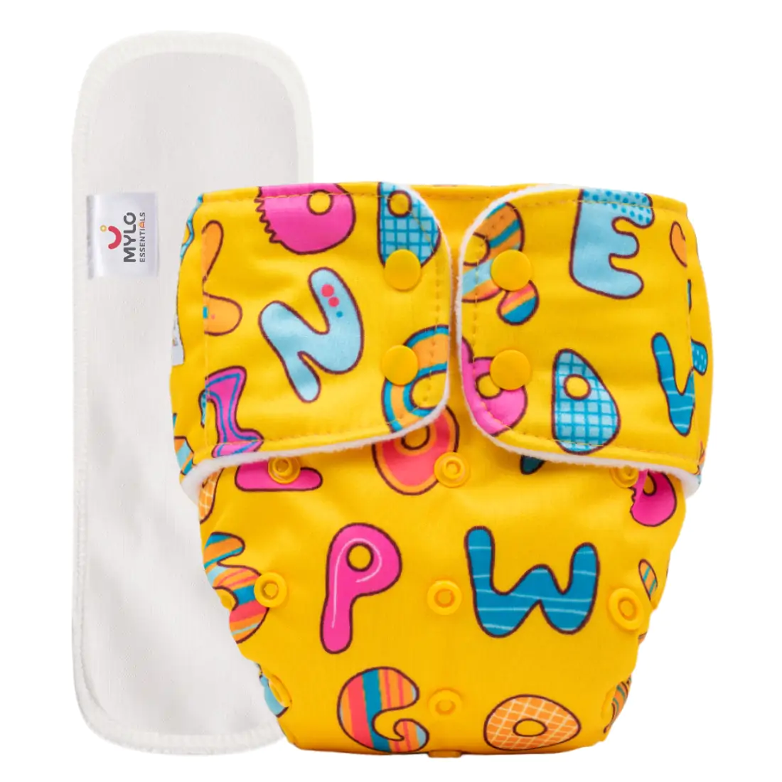 Adjustable Washable & Reusable Top lay Cloth Diaper with SmartCuff Technology for Enhanced Leak Protection-Comes with 1 Dry Feel Absorbent Insert Pad  (3M-3Y)- ABC
