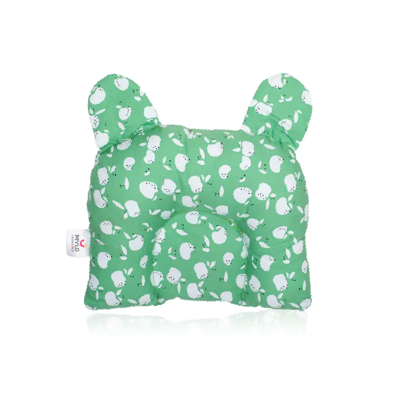 Mylo Baby Head Shaping Pillow with Mustard Seeds (0-12 Months) - Green Bunny (Bunny Shaped) 