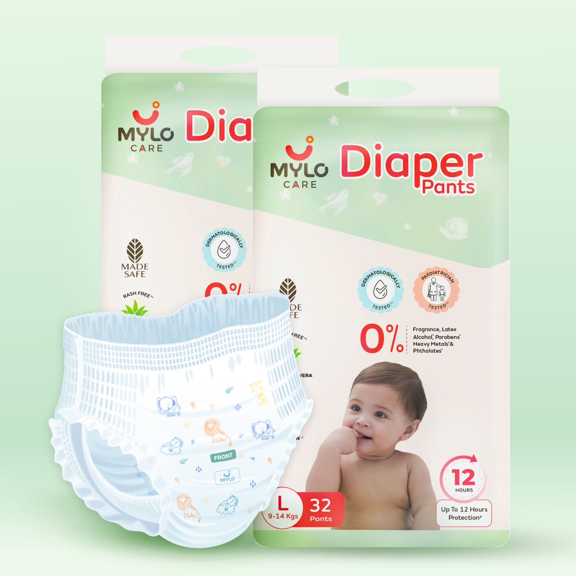 Baby Diaper Pants Large (L) Size, 9-14 kgs with ADL Technology - 64 Count - 12 Hours Protection