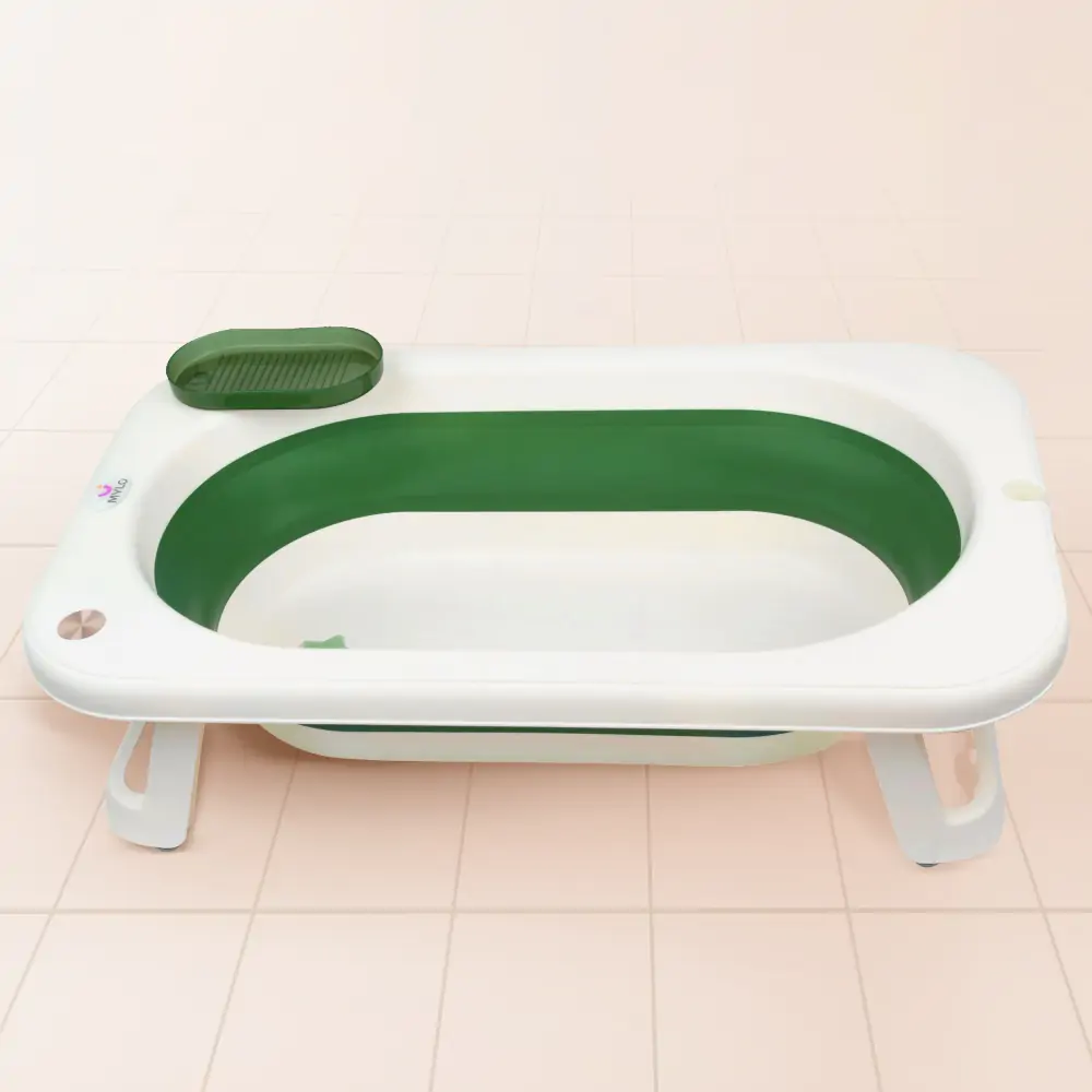 Kenzo 2-in-1 Foldable Bathtub with Temperature Sensor for 6 Months to 3 Years, Up to 20Kgs Weight Capacity, BPA Free, Anti Slip, EN Certified (Green)