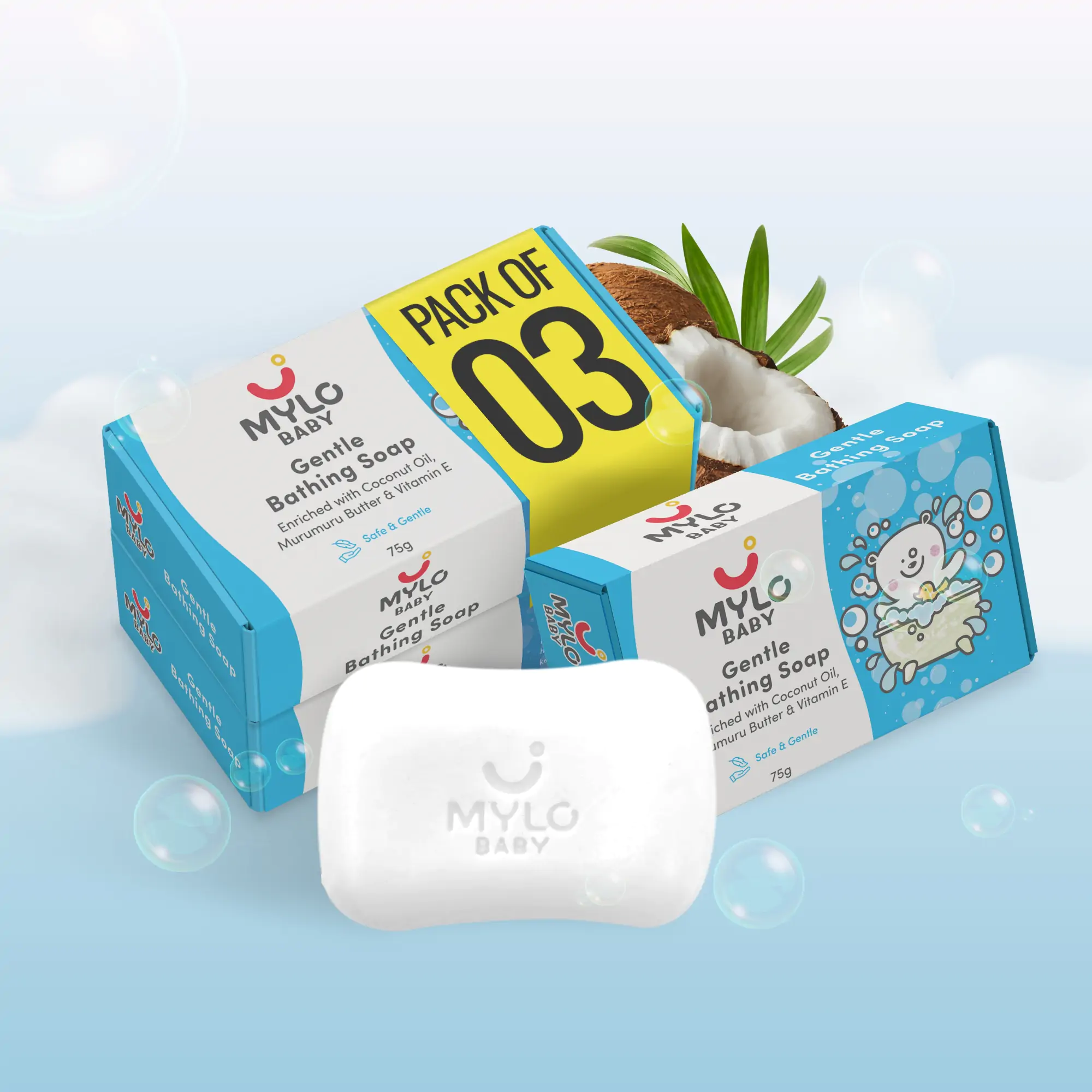 Mylo Baby Soap 75g - For 0-3 years with Vitamin E, Murumuru Butter ...