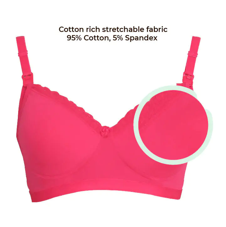 Buy Mee Mee Cotton Non-Wired Non-Padded Maternity Nursing Bra (Feeding Bra)  (Pink & Skin Color 36B) at
