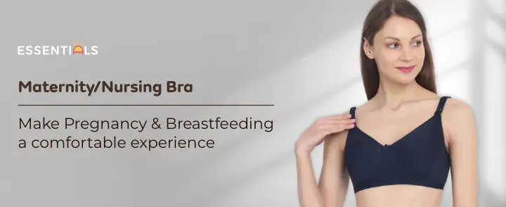 38B- Moulded Spacer Cup Maternity Bra/Feeding Bra with Free Bra Extender | Supports Growing Breasts | Eases Pumping & Feeding | Navy about banner