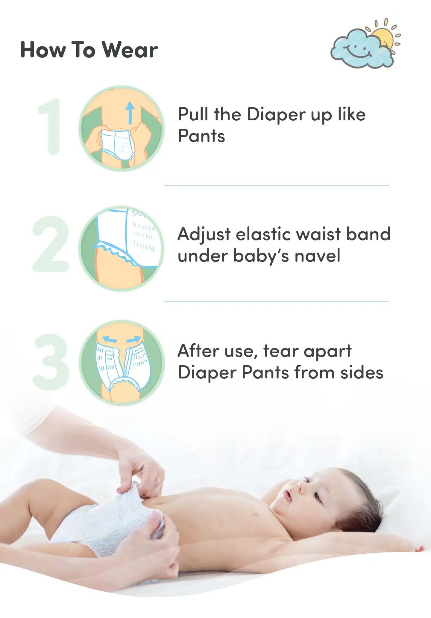 Baby Diaper Pants Small (S) Size, 4-8 kgs with ADL Technology - 42 Count - 12 Hours Protection