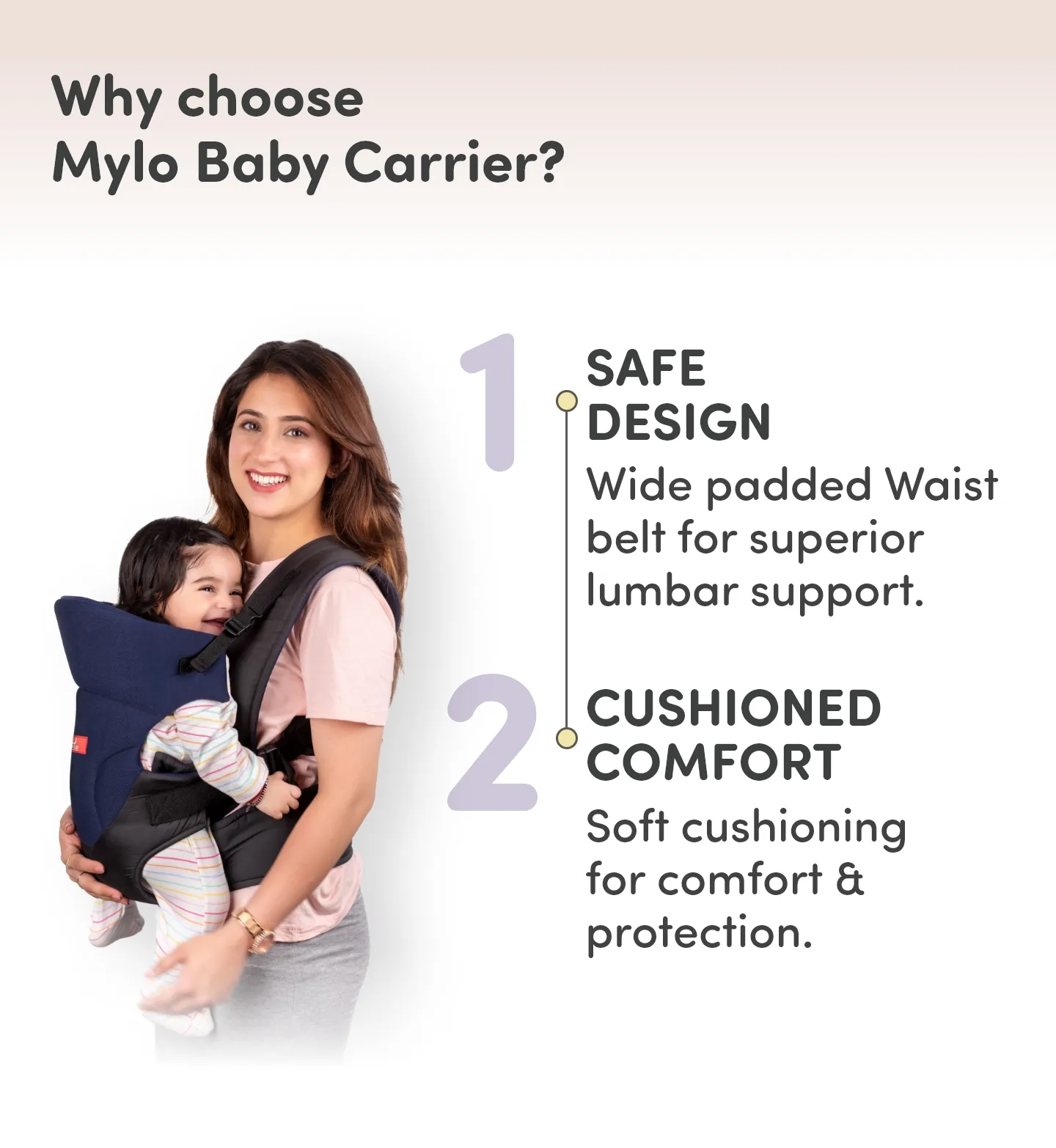 4-in-1 Premium Baby Carrier with 4 Carrying Positions (4 - 24 Months) - Navy Blue & Black