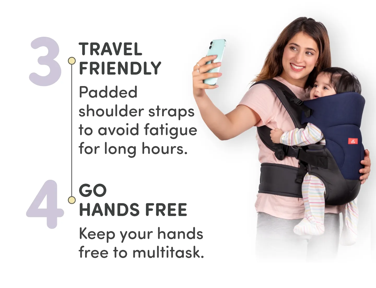 4-in-1 Premium Baby Carrier with 4 Carrying Positions (4 - 24 Months) - Navy Blue & Black