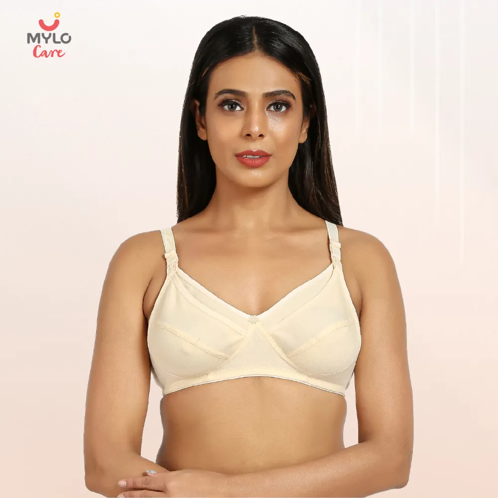 Best Maternity Bra - Full Coverage - Non Padded - Cotton Blend - Sandalwood  Colour