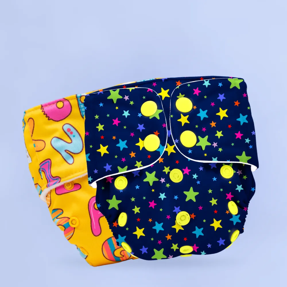 Adjustable Washable & Reusable Cloth Diaper With Dry Feel, Absorbent