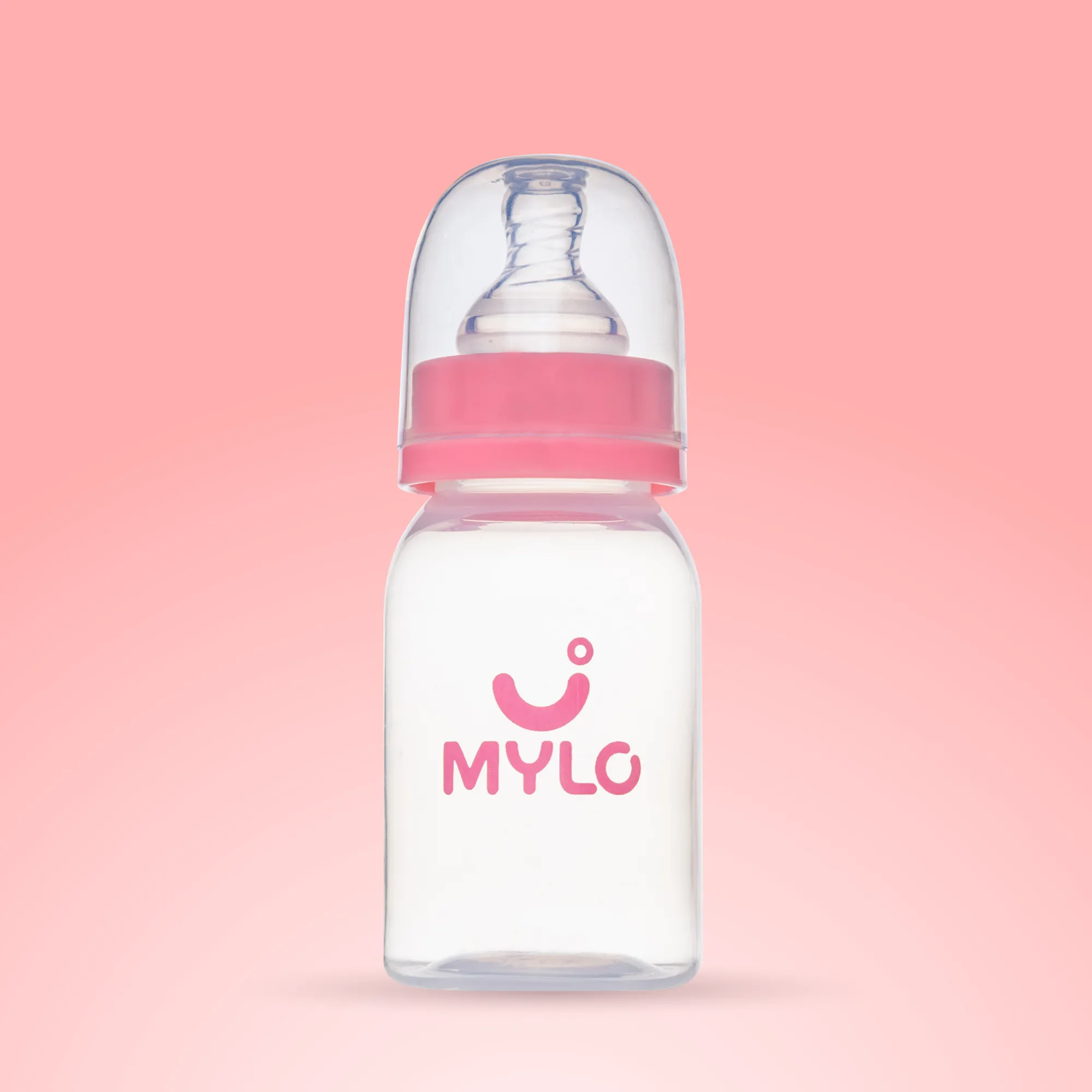 2-in-1 Baby Feeding Bottle | BPA Free with Anti-Colic Nipple & Spoon | Feels Natural Baby Bottle | Easy Flow Neck Design - Pink 125ml