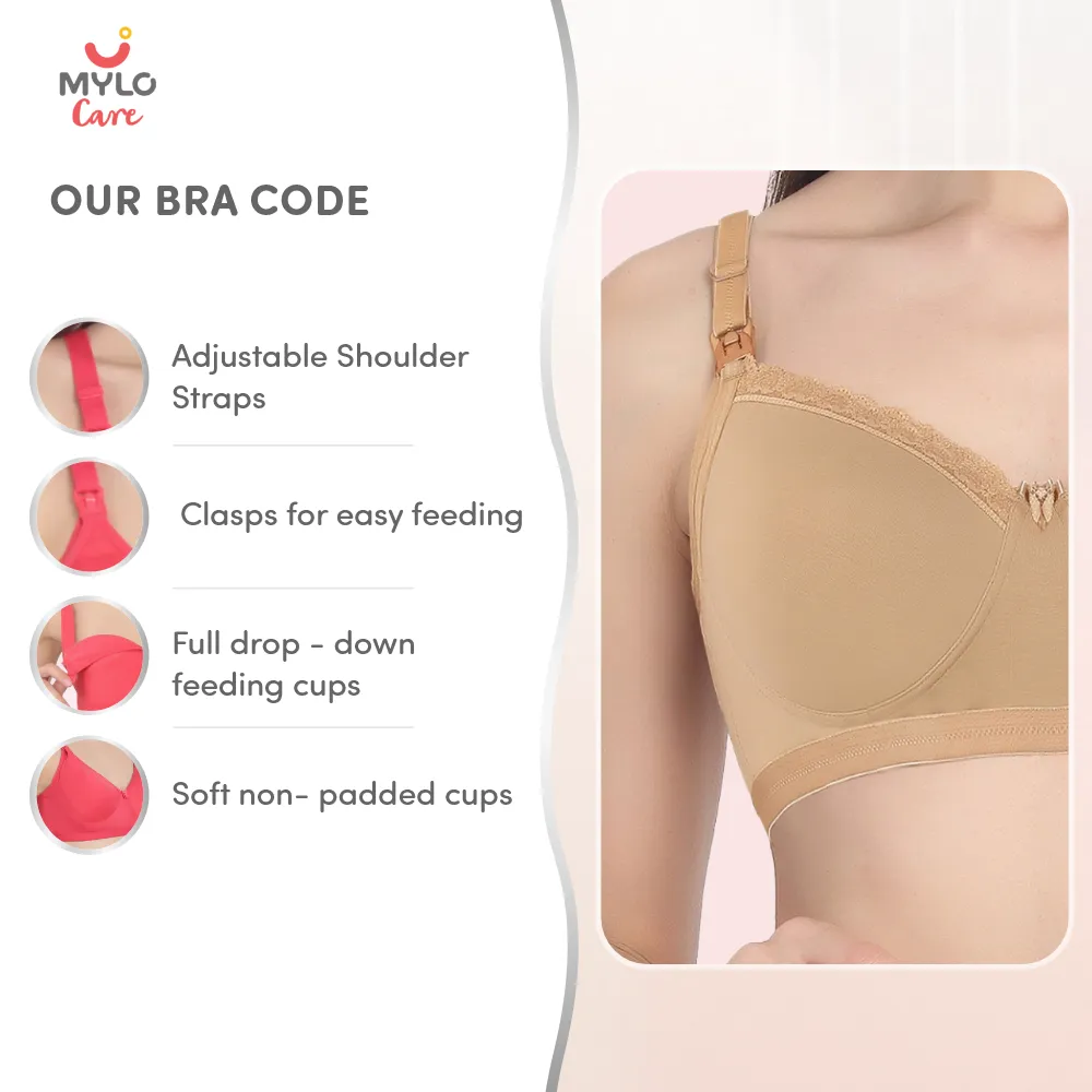 32B- Light Padded Maternity/Nursing Bra with free bra extender-Skin
