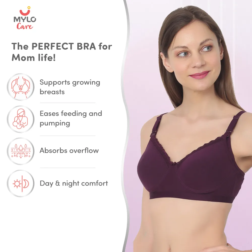 34B- Buy Mylo Light Padded Maternity/Nursing Bra with free bra extender-Skin