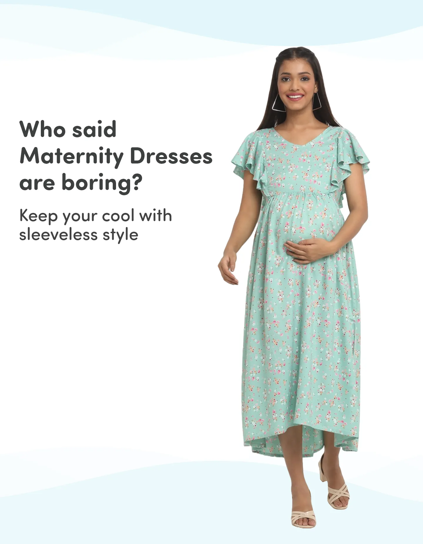 Pre & Post Maternity /Nursing Midi Dress with both sides Zipper for Easy Feeding – Floral - Green–XXL
