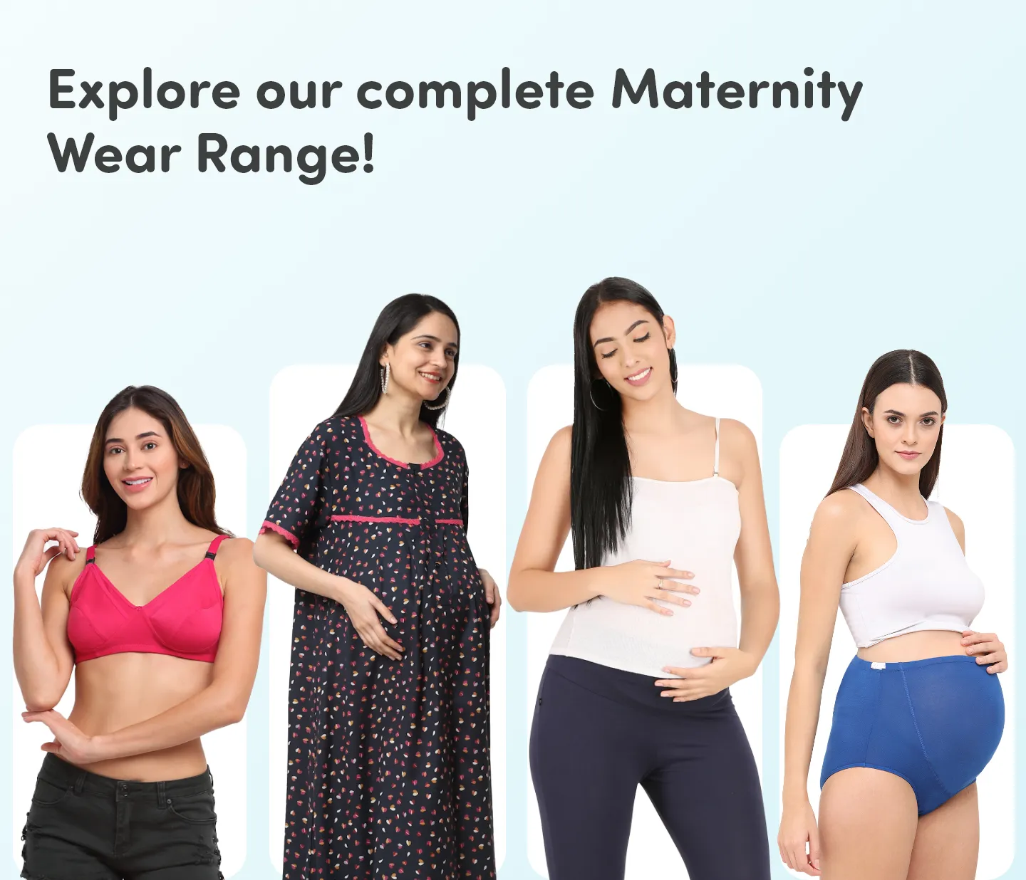 Pre & Post Maternity/Nursing Full Length Nighty with both sides Zipper for Easy Feeding - Little Hearts - Navy - XL