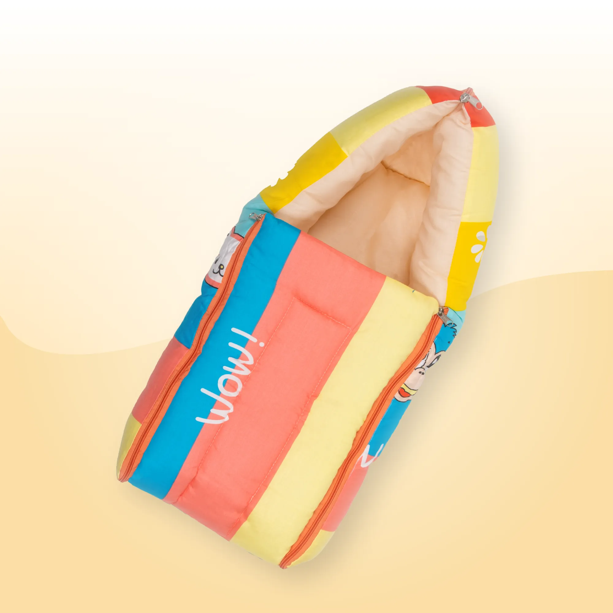 Baby 4–in-1 Soft & Snuggly Baby Sleeping Bag/Baby Carry Nest with 3-way Zip Opening | Soft & Breathable | Head-to-toe comfort - Magical Rainbow