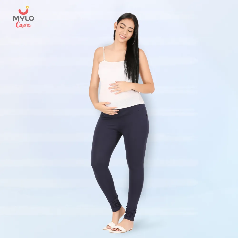 Stretchable Maternity Leggings for Women | Comfortable, Soft & Gentle on the Skin | Ideal for Pre & Post Delivery - Navy - M