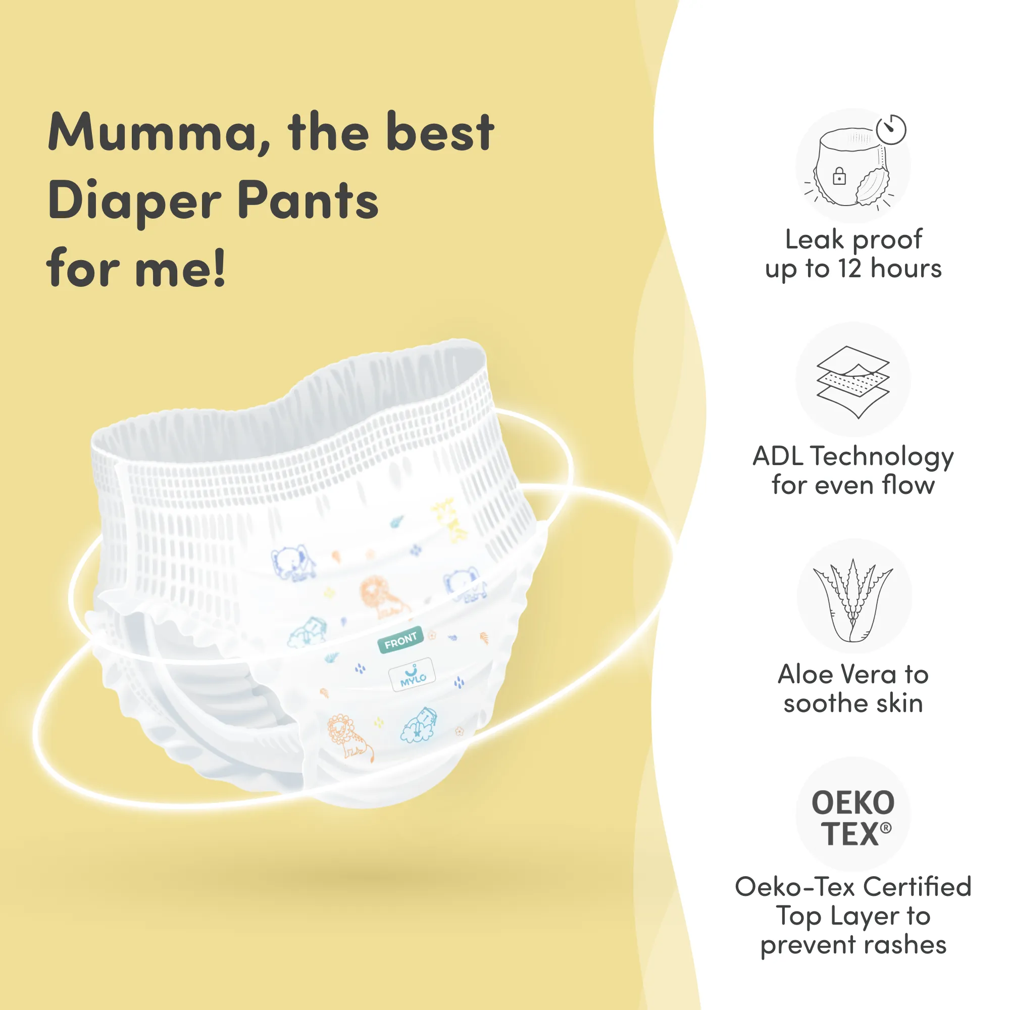 Baby Diaper Pants Small (S) Size, 4-8 kgs with ADL Technology - 42 Count -  12 Hours Protection