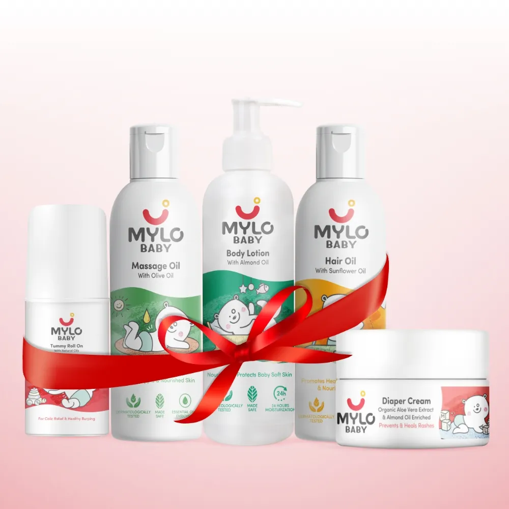 Baby Wellness Kit | Baby Body Lotion + Tummy Roll-On + Baby Hair Oil + Baby Massage Oil + Diaper Rash Cream