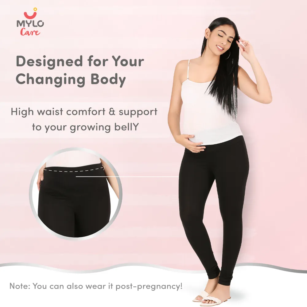 Stretchable Pregnancy & Post Delivery Leggings - Black (XL)