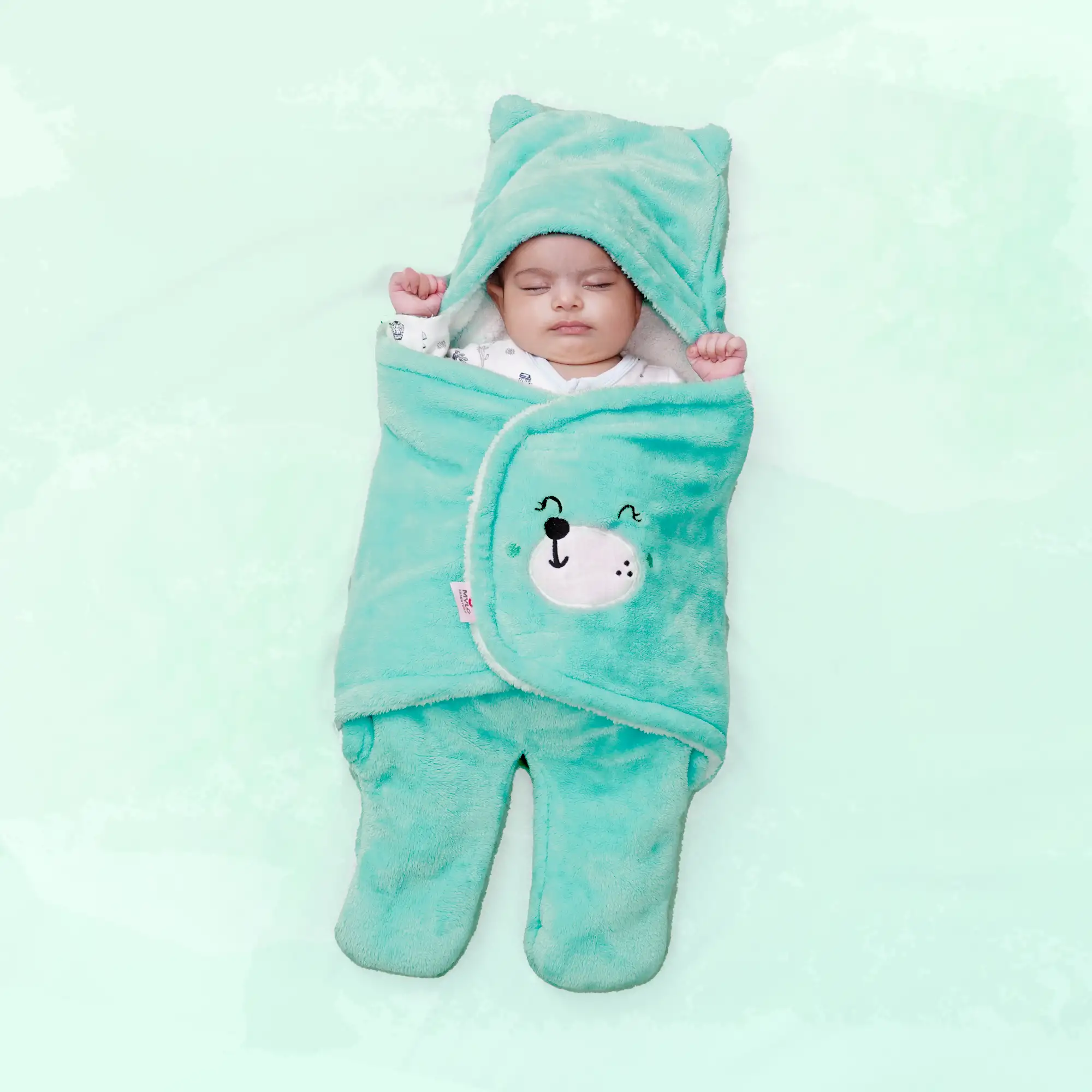 Baby Wrapper for New Born | Baby Swaddling Wrapper | 4-in-1 All Season AC Blanket cum Sleeping Bag for Baby 0-6 Months - Mint Green