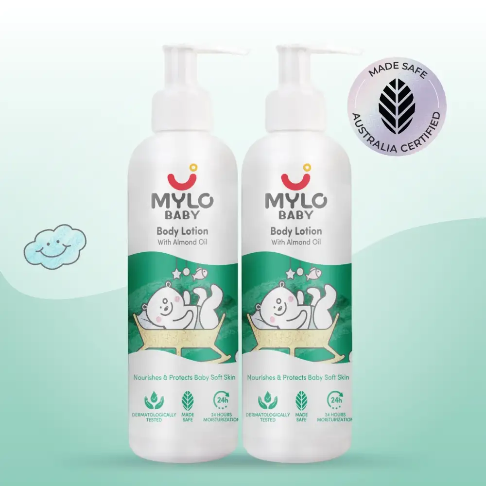Baby Lotion for Kids | Made Safe Certified | Dermatologically Tested | Long Lasting 24 Hours Moisturization| Soothes Dryness - 200 ml (Pack of 2)