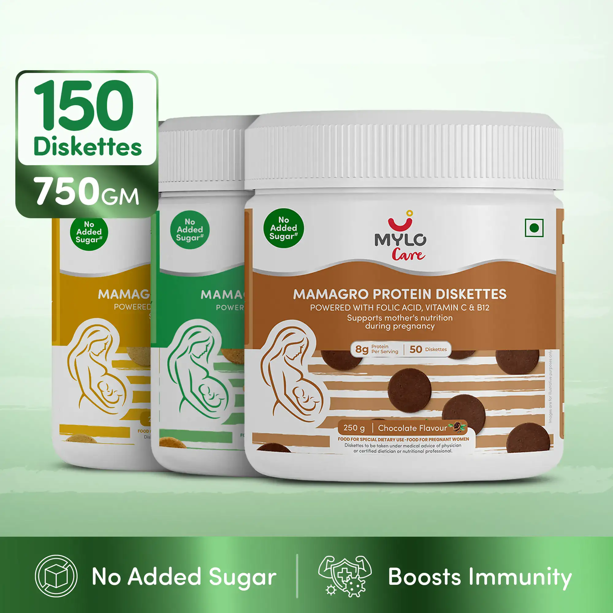 MamaGro™ Protein Diskettes - Vanilla, Jeera & Chocolate Combo - 750gm (150 Diskettes)